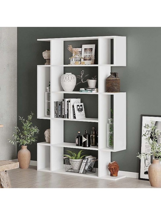 Βιβλιοθήκη Mito Megapap χρώμα λευκό 108x25x161εκ.