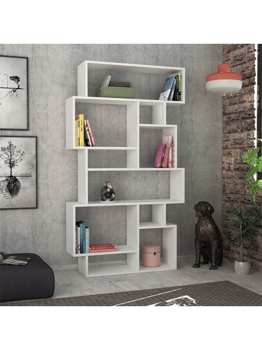 Βιβλιοθήκη Karmato Megapap χρώμα λευκό 96x25,5x168,5εκ.