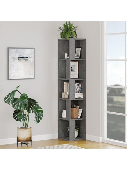 Βιβλιοθήκη γωνιακή Piano Megapap χρώμα γκρι ρετρό 31,4x31,4x158,9εκ.