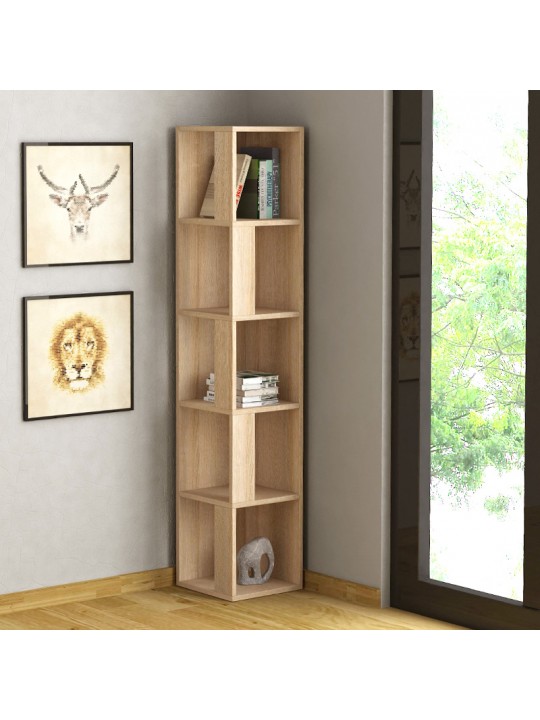 Βιβλιοθήκη γωνιακή Piano Megapap χρώμα sapphire oak 31,4x31,4x158,9εκ.