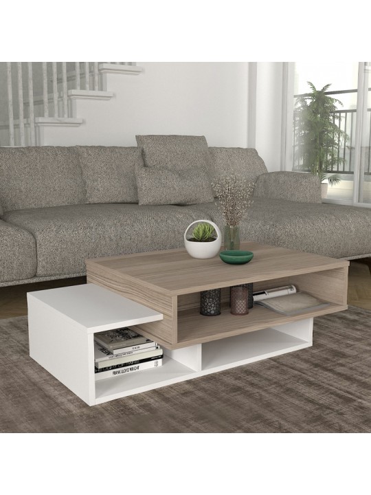 Τραπεζάκι σαλονιού Tab Megapap χρώμα λευκό - cordoba 105x60x32εκ.