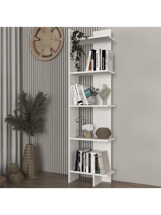 Βιβλιοθήκη Perla Megapap χρώμα λευκό 48x22x170εκ.