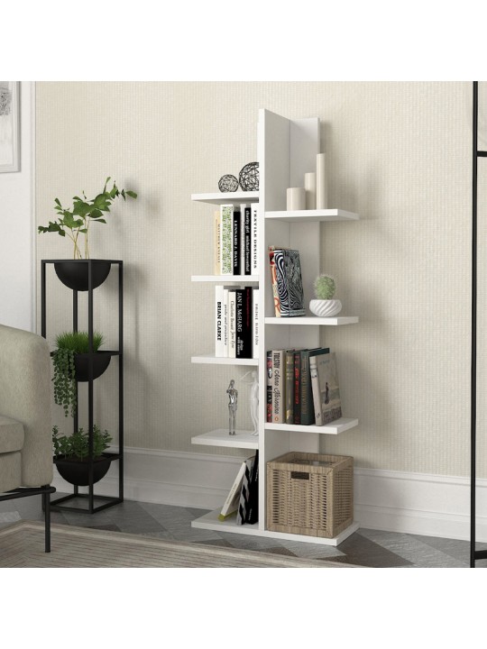 Βιβλιοθήκη Tree Megapap χρώμα λευκό 45x21,4x121,8εκ.