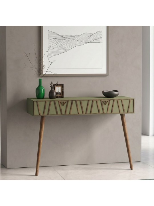 Κονσόλα επιτοίχια Forest Megapap χρώμα λαδί - καρυδί 120x35x89,3εκ.