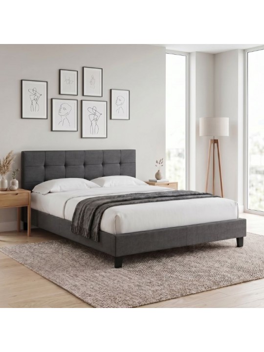 Κρεβάτι Sissy Megapap υφασμάτινο χρώμα ανθρακί 160x200εκ.