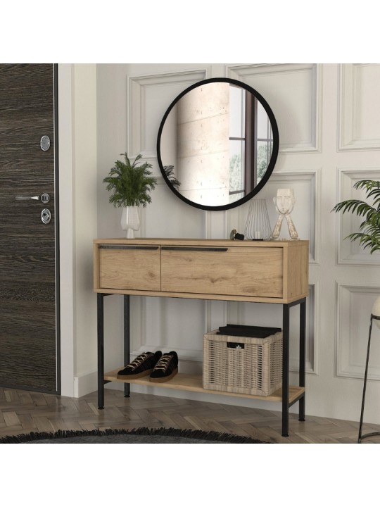 Κονσόλα με καθρέπτη Suzy Megapap χρώμα sepet oak 90x29,6x76εκ.