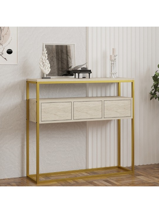 Κονσόλα Guarda Megapap χρώμα μπεζ travertine - χρυσό 100x29x90εκ.