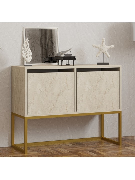 Κονσόλα - Μπουφές Zermat Megapap χρώμα μπεζ travertine - χρυσό 90x34x70εκ.