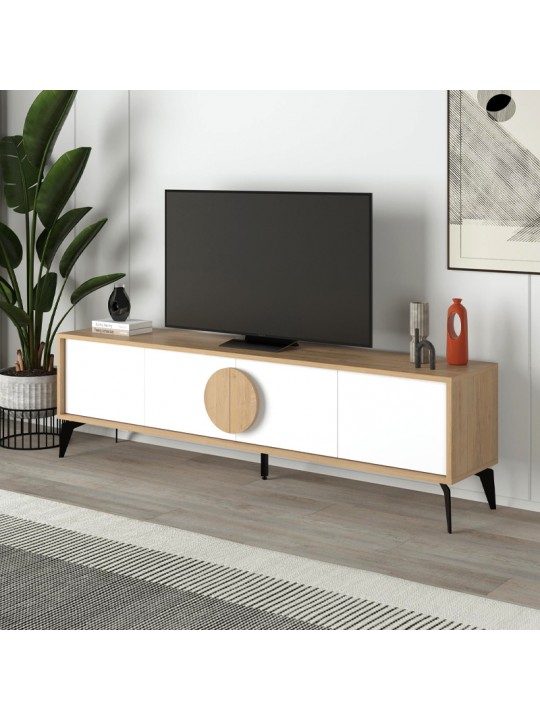 Έπιπλο τηλεόρασης Gora Megapap χρώμα sapphire oak - λευκό 180x35,6x51εκ.