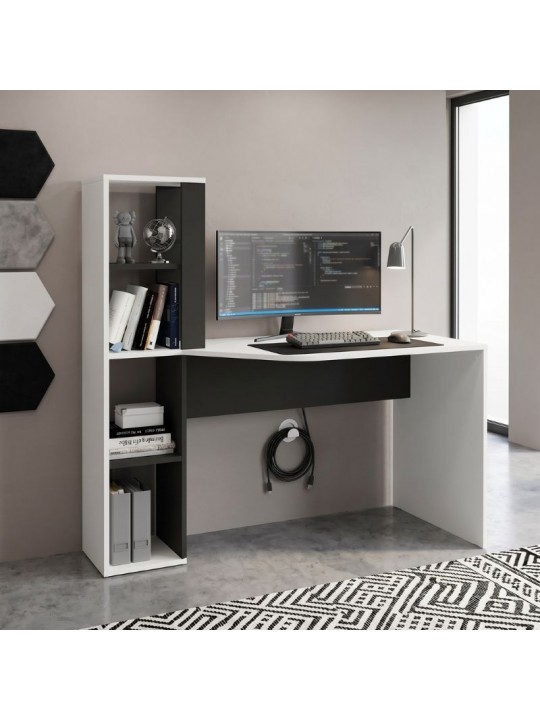 Γραφείο εργασίας Gemini Megapap χρώμα ανθρακί - λευκό 121,8x59,6x131,8εκ.