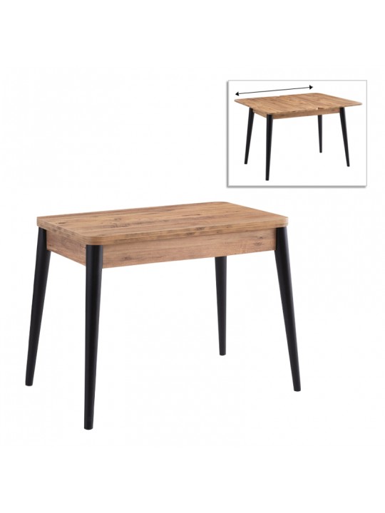 Τραπέζι Dolunay Megapap επεκτεινόμενο χρώμα atlantic pine - μαύρο 100x60(120x100)x79,5εκ.