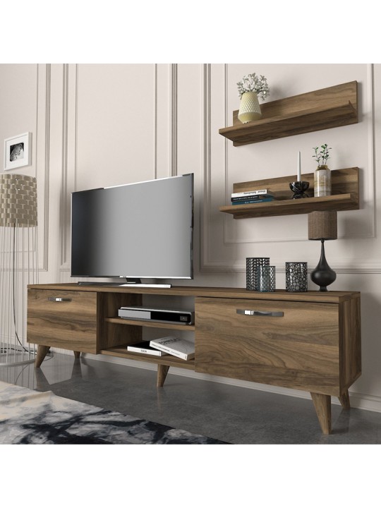 Έπιπλο τηλεόρασης Colin Megapap χρώμα καρυδί 150x29,5x40,6εκ.