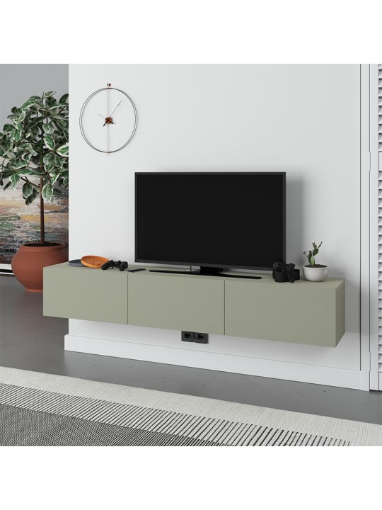 Έπιπλο τηλεόρασης επιτοίχιο Francy Megapap χρώμα ash green 180x30x30εκ.