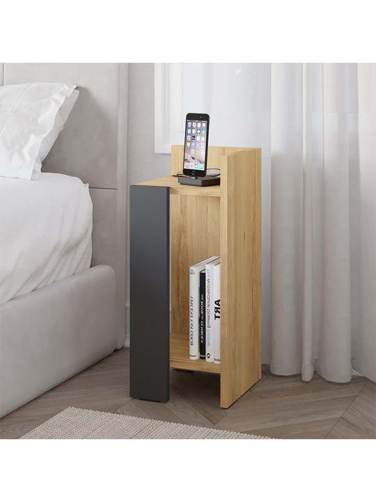 Κομοδίνο Elos Megapap δεξί χρώμα sapphire oak - ανθρακί 25x27x60εκ.