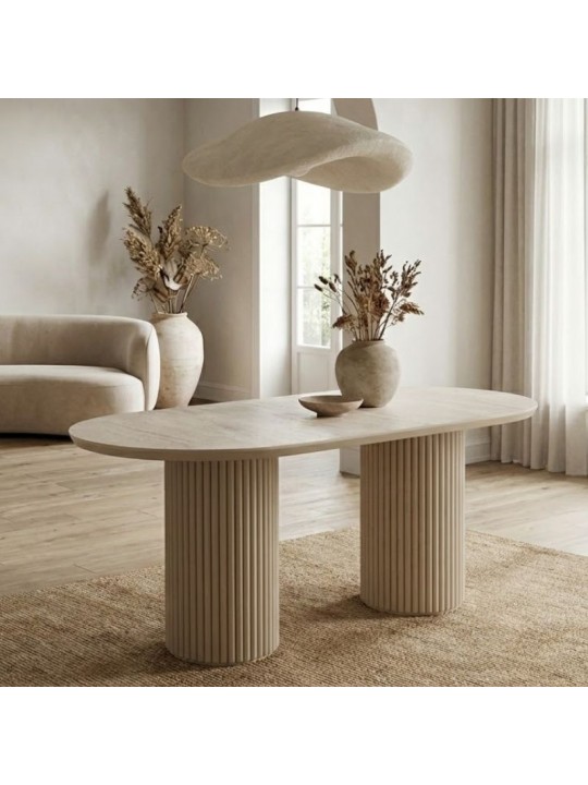 Τραπέζι Hazar Megapap Mdf χρώμα travertine - sandstone 180x90x77εκ.