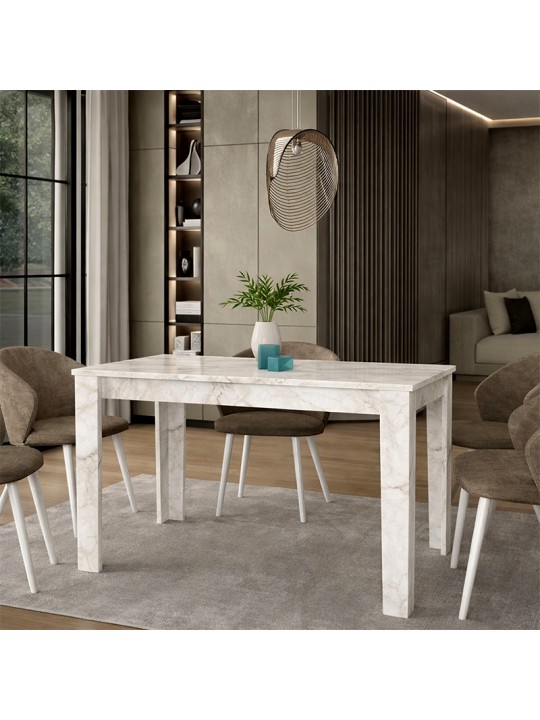 Τραπέζι Darlen Megapap χρώμα λευκό εφέ μαρμάρου 125x72x74εκ.