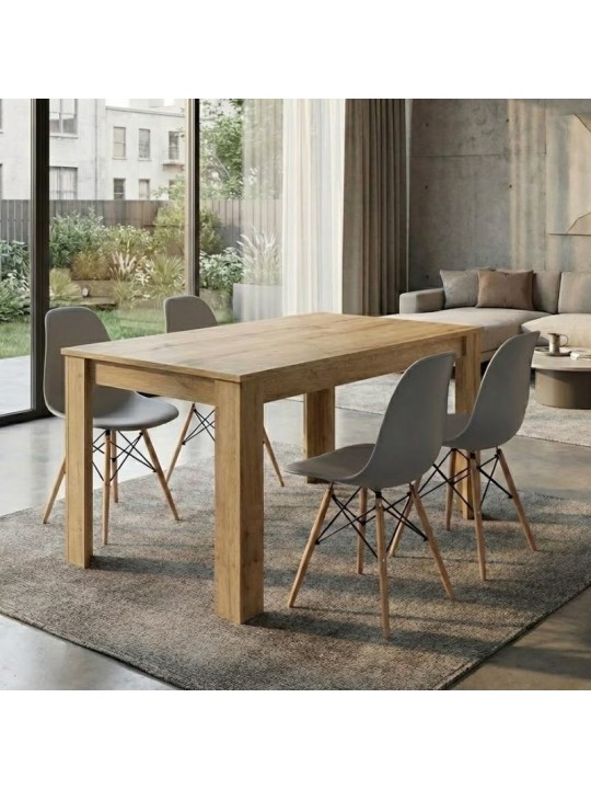 Σετ τραπεζαρία 5τμχ Darlen - Nova Megapap χρώμα sapphire oak - γκρι 125x72x74εκ.