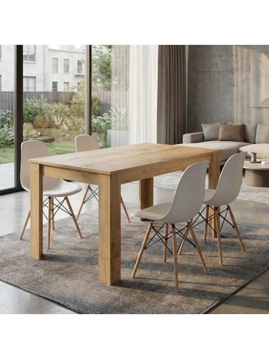 Σετ τραπεζαρία 5τμχ Darlen - Nova Megapap χρώμα sapphire oak - λευκό 125x72x74εκ.