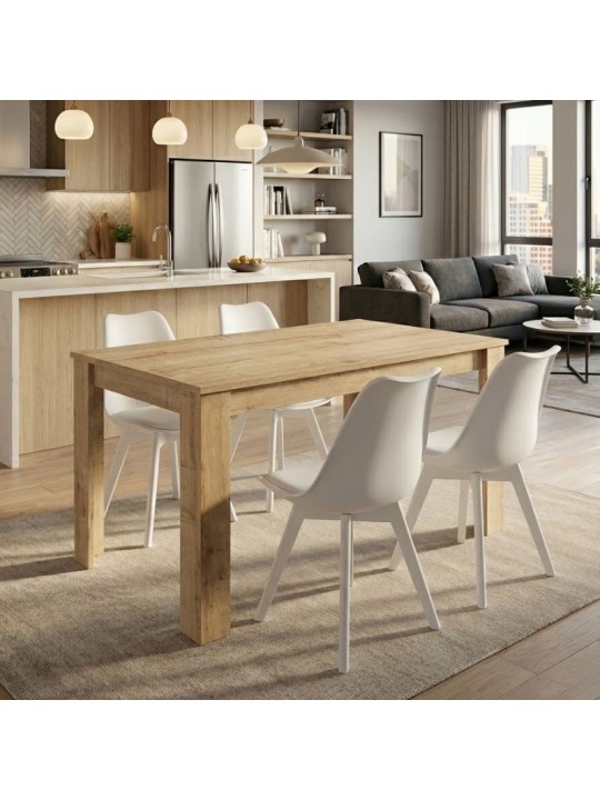 Σετ τραπεζαρία 5τμχ Darlen - Viva Megapap χρώμα sapphire oak - λευκό 125x72x74εκ.