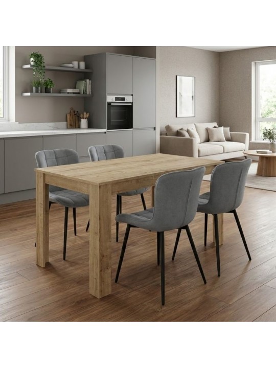 Σετ τραπεζαρία 5τμχ Darlen - Chiara Megapap χρώμα sapphire oak - γκρι 125x72x74εκ.