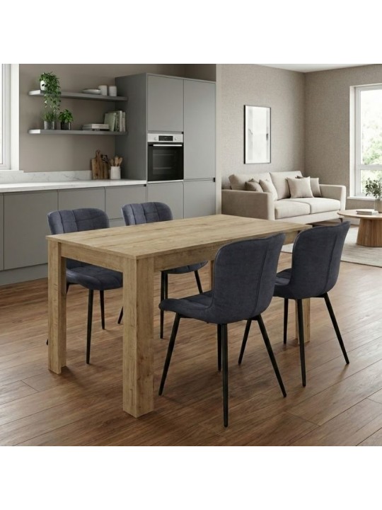 Σετ τραπεζαρία 5τμχ Darlen - Chiara Megapap χρώμα sapphire oak - ανθρακί 125x72x74εκ.