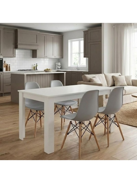 Σετ τραπεζαρία 5τμχ Darlen - Nova Megapap χρώμα λευκό - γκρι 125x72x74εκ.