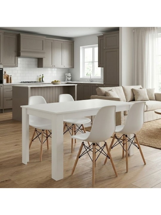 Σετ τραπεζαρία 5τμχ Darlen - Nova Megapap χρώμα λευκό 125x72x74εκ.