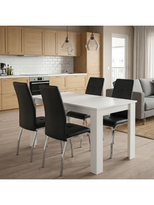 Σετ τραπεζαρία 5τμχ Darlen - Alma Megapap χρώμα λευκό - μαύρο 125x72x74εκ.