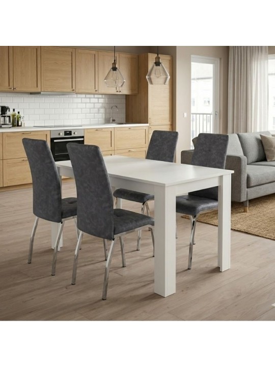 Σετ τραπεζαρία 5τμχ Darlen - Alma Megapap χρώμα λευκό - γκρι 125x72x74εκ.