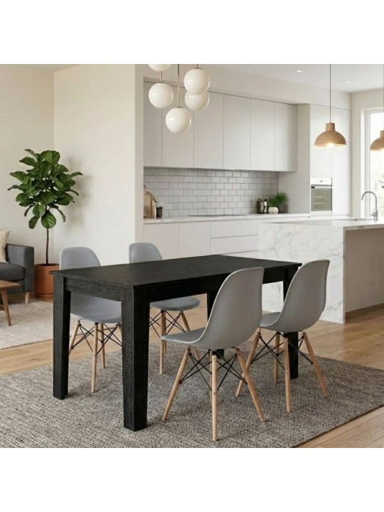 Σετ τραπεζαρία 5τμχ Darlen - Nova Megapap χρώμα sencron black - γκρι 125x72x74εκ.