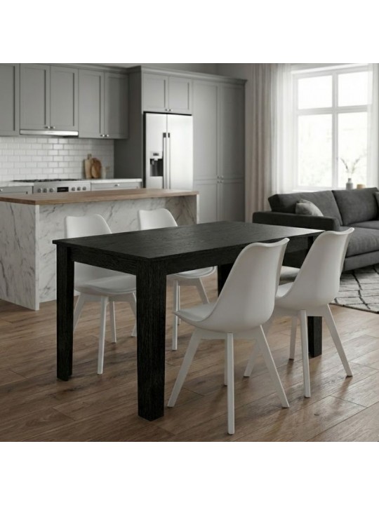Σετ τραπεζαρία 5τμχ Darlen - Viva Megapap χρώμα sencron black - λευκό 125x72x74εκ.