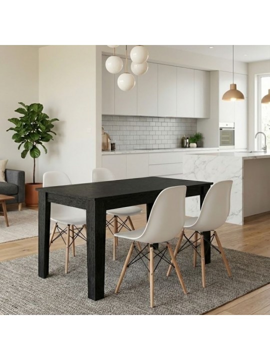 Σετ τραπεζαρία 5τμχ Darlen - Nova Megapap χρώμα sencron black - λευκό 125x72x74εκ.