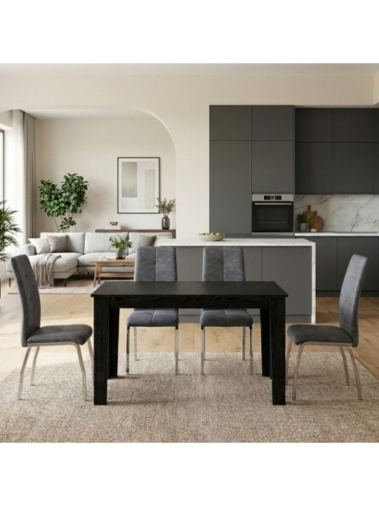 Σετ τραπεζαρία 5τμχ Darlen - Alma Megapap χρώμα sencron black - γκρι 125x72x74εκ.