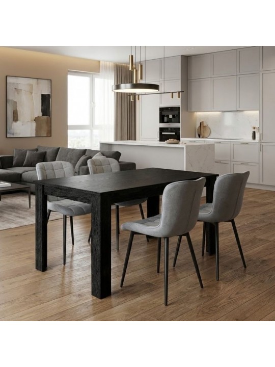 Σετ τραπεζαρία 5τμχ Darlen - Chiara Megapap χρώμα sencron black - γκρι 125x72x74εκ.