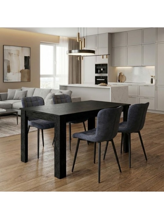 Σετ τραπεζαρία 5τμχ Darlen - Chiara Megapap χρώμα sencron black - ανθρακί 125x72x74εκ.