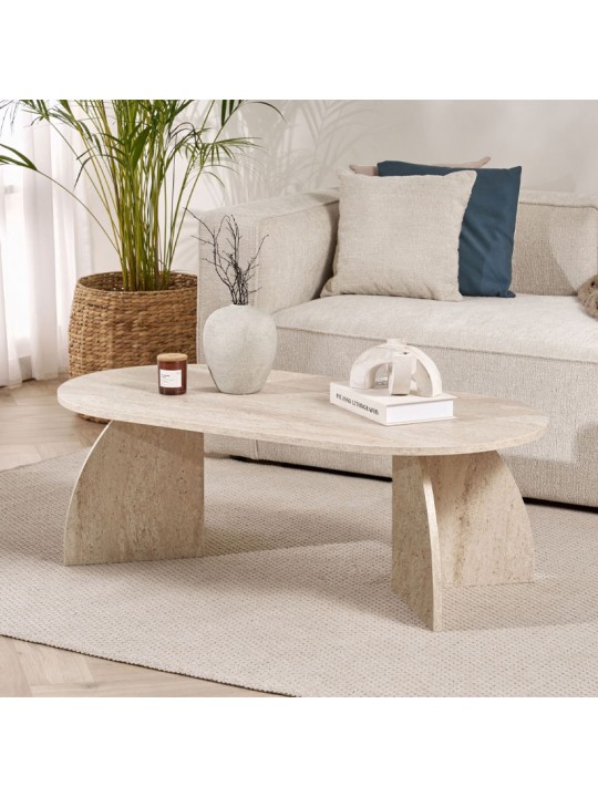 Τραπεζάκι σαλονιού Melina Megapap χρώμα travertine 120x60x40εκ.