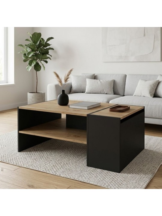 Τραπεζάκι σαλονιού Izia Megapap χρώμα sapphire oak - ανθρακί 110x60x45εκ.