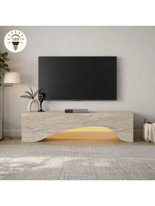 Έπιπλο τηλεόρασης Mara Megapap με LED χρώμα travertine 150x31,4x40εκ.