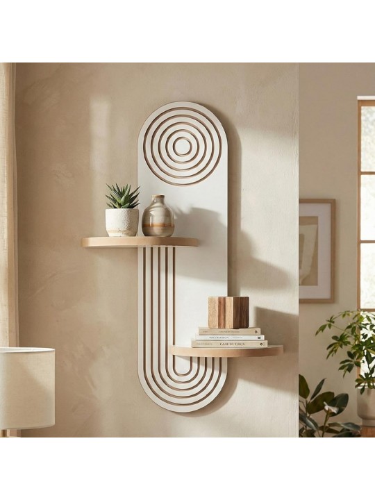 Ραφιέρα τοίχου Artwill Megapap Mdf χρώμα λευκό - oak 46x13x70εκ.