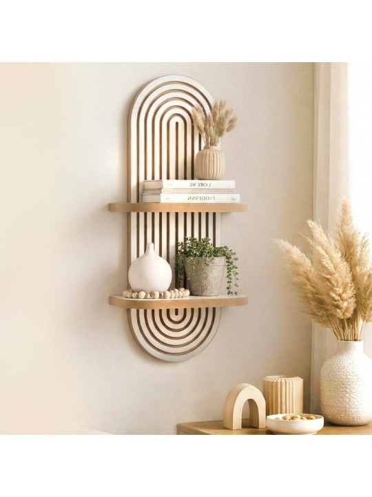 Ραφιέρα τοίχου Artwill Megapap Mdf χρώμα λευκό - oak 26x13x70εκ.