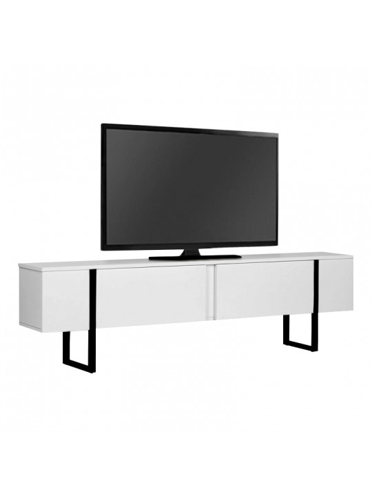 Έπιπλο τηλεόρασης Luxe Megapap χρώμα λευκό - μαύρο 180x30x50εκ.