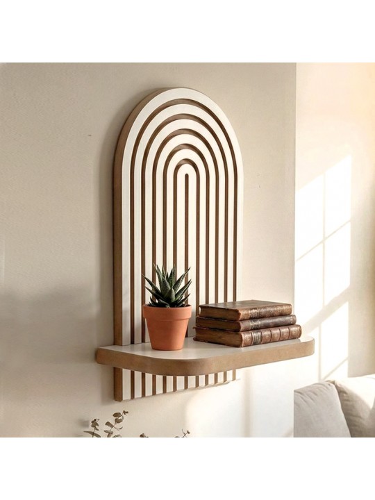 Ραφιέρα τοίχου Artwill Megapap Mdf χρώμα λευκό - oak 26x13x35εκ.