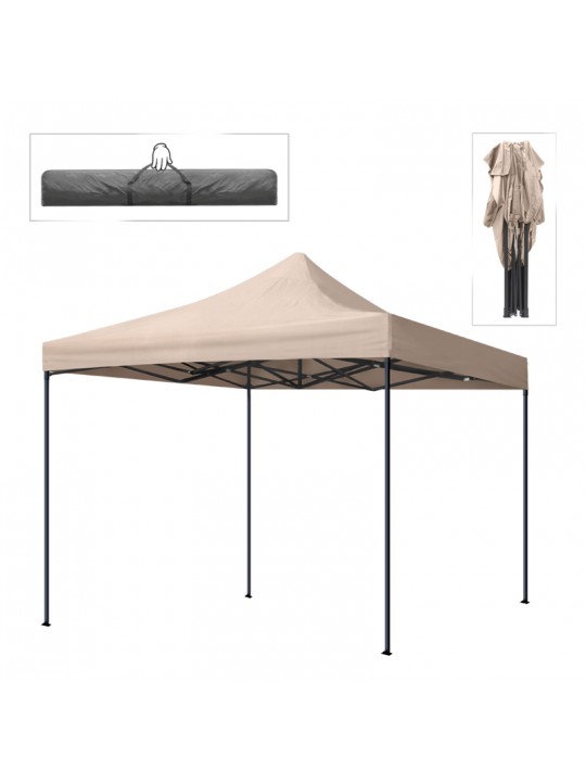Κιόσκι - Gazebo Bari Megapap πτυσσόμενο μεταλλικός σκελετός - αδιάβροχο ύφασμα χρώμα της άμμου 3x3x3,10m.