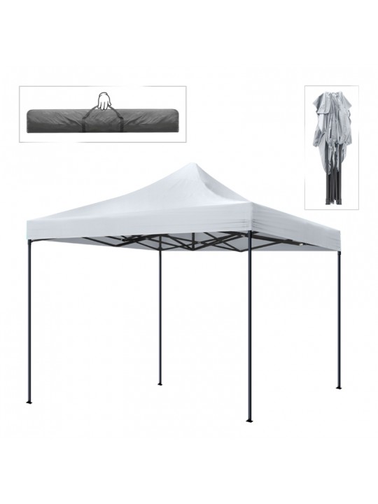 Κιόσκι - Gazebo Bari Megapap πτυσσόμενο μεταλλικός σκελετός - αδιάβροχο ύφασμα χρώμα λευκό 3x3x3,10m.