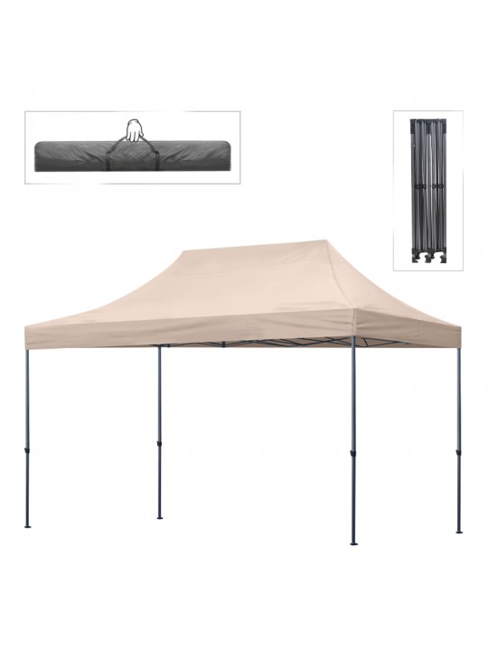 Κιόσκι - Gazebo Bari Megapap πτυσσόμενο μεταλλικός σκελετός - αδιάβροχο ύφασμα χρώμα της άμμου 3x4,5x3,20m.