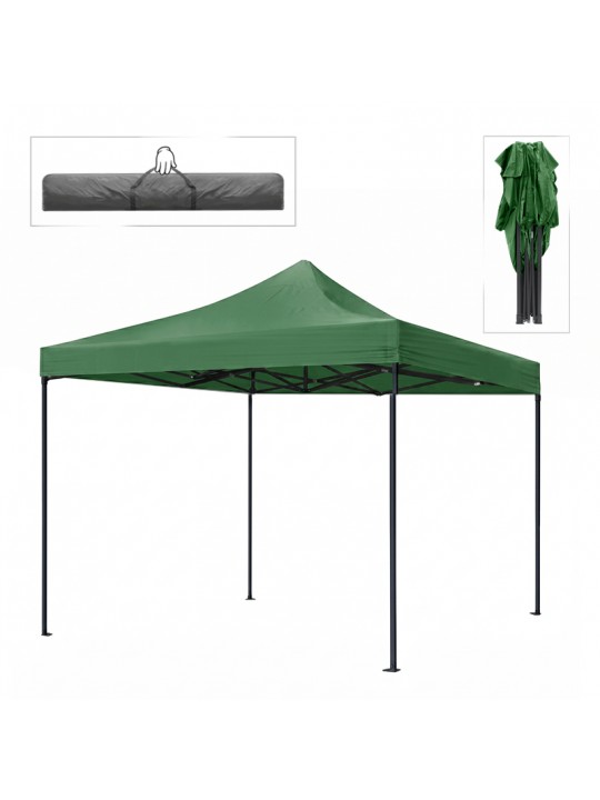 Κιόσκι - Gazebo Bari Megapap πτυσσόμενο μεταλλικός σκελετός - αδιάβροχο ύφασμα χρώμα πράσινο 3x3x3,10m.