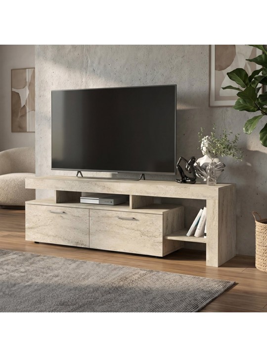 Έπιπλο τηλεόρασης Acnes Megapap χρώμα travertine 160x40x53εκ.