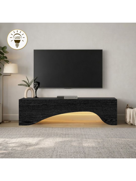 Έπιπλο τηλεόρασης Mara Megapap με LED χρώμα sencron black 150x31,4x40εκ.