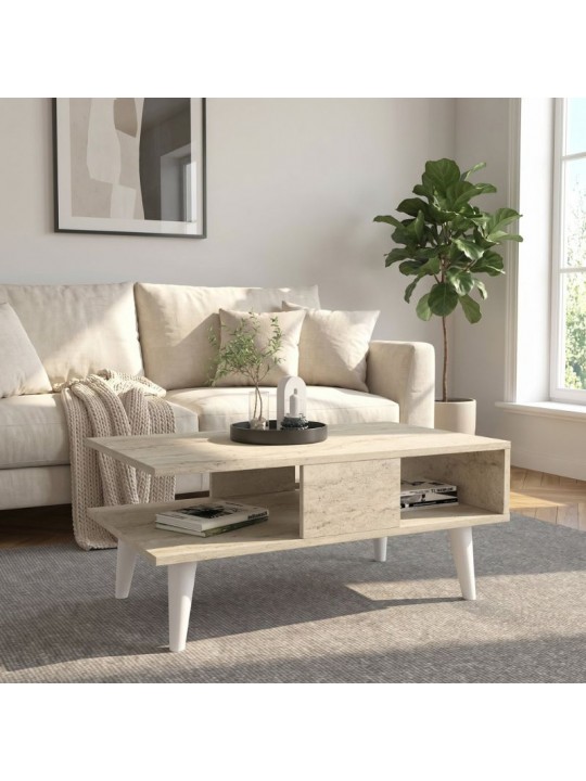Τραπεζάκι σαλονιού Andros Megapap χρώμα travertine 90x54x39,6εκ.