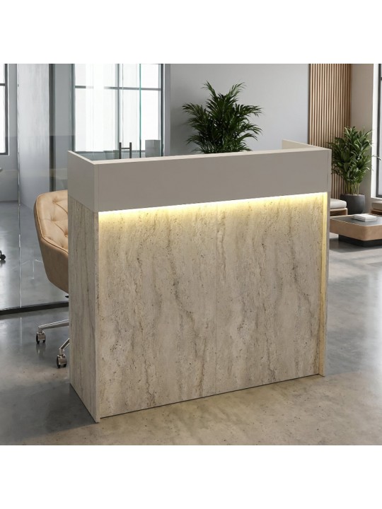 Γραφείο υποδοχής - reception Wilko Megapap με LED χρώμα travertine - sandstone 113,6x42x110εκ.